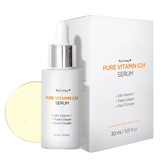 Rolimey® Pure Vitamin C 24% Face Serum – Dark Spot Remover for Sensitive Skin with Collagen Anti Aging Even out Skin Tone Non irritation tested, Wrinkles, Vita C Facial Serum