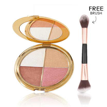 🎀 Last 3 hours 60% off⏰𝐄𝐲𝐞 & 𝐂𝐡𝐞𝐞𝐤 𝐏𝐚𝐥𝐞𝐭𝐭𝐞 - Eyeshadow and Highlighter Makeup (with Detachable Brush)