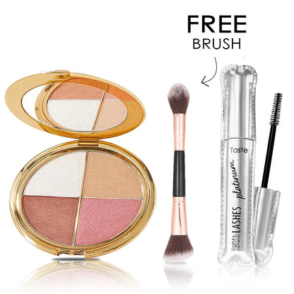 🎀 Last 3 hours 60% off⏰𝐄𝐲𝐞 & 𝐂𝐡𝐞𝐞𝐤 𝐏𝐚𝐥𝐞𝐭𝐭𝐞 - Eyeshadow and Highlighter Makeup (with Detachable Brush)
