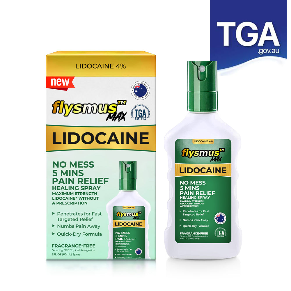 flysmusⓇ Lidocaine 5Mins Pain Relief Healing Spray👨‍⚕️ TGA Approved ✅ Reducing joint swelling, pain, stiffness, redness, warmth, soreness and joint fatigue